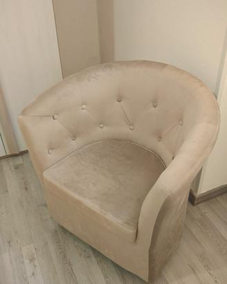 Poltrona capitonné velluto beige