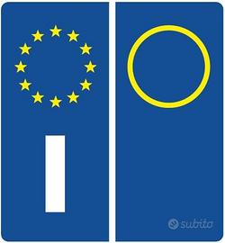 2 Adesivi Targa Europea Auto Omologati PVC Italia