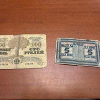 2 banconote Lettonia 5, 100 Rubli 1919 collezione