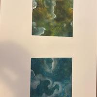 Disegno astratto verde e blu