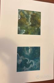 Disegno astratto verde e blu