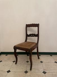 Sedia antica legno massello stile Impero imbottita