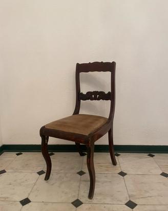 Sedia antica legno massello stile Impero imbottita