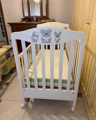 Lettino bimbi legno bianco e materasso