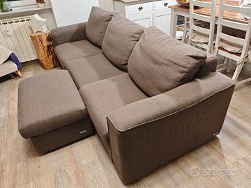 divano Poltrone Sofà 4 posti in tessuto marrone