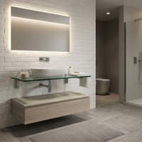 Top in Cristallo Trasparente con lavabo e cassetto