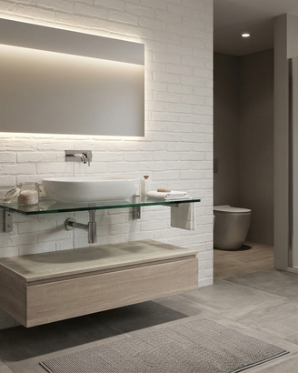 Top in Cristallo Trasparente con lavabo e cassetto