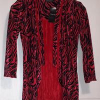 Blusa casacca effetto twin set animalier nuova