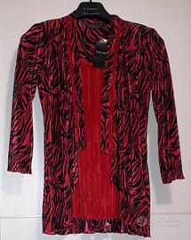 Blusa casacca effetto twin set animalier nuova