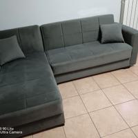 divano 3 posti con chaise-longue, cassettoni 