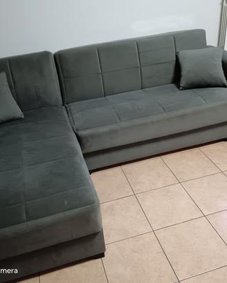 divano 3 posti con chaise-longue, cassettoni 