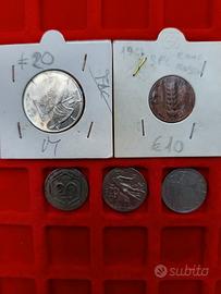 Regno Italia 1 Lira 1942 - 5 Cent 1922 + 3 Monete 