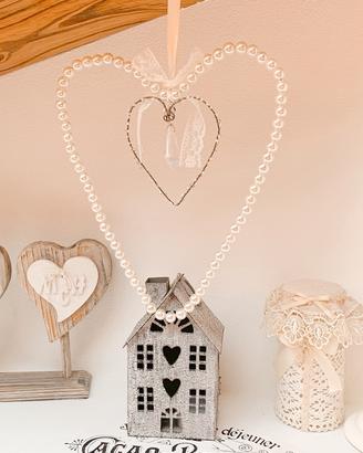 Cuore di perle shabby da appendere