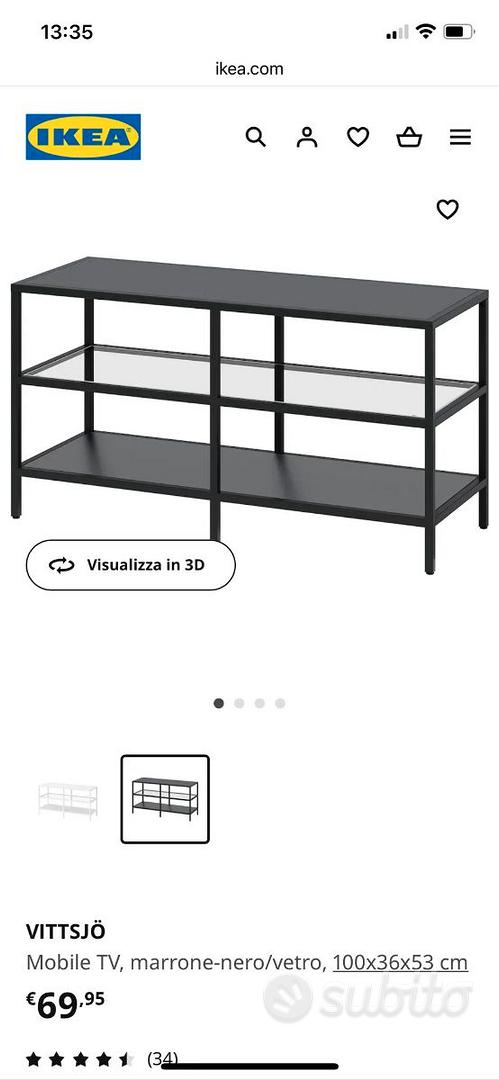 VITTSJÖ mobile TV, bianco/vetro, 100x36x53 cm - IKEA Italia