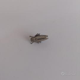 Spilla vintage cicala insetto metallo argentato
