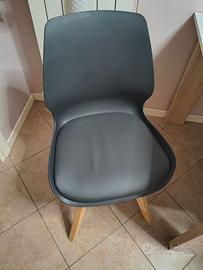 Set 4 sedie in similpelle grigio scuro ergonomiche