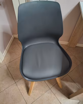Set 4 sedie in similpelle grigio scuro ergonomiche