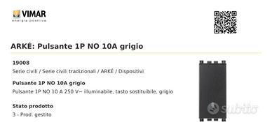 VIMAR ARKE' PULSANTI 19008 NUOVI