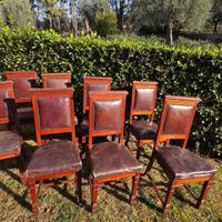 9 sedie in legno e pelle