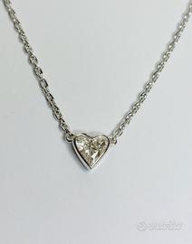 Girocollo oro 18 kt diamante taglio cuore ct. 0.80