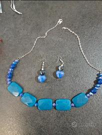 set orecchini e collana blu mare 