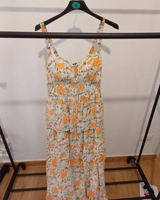 Vestito lungo floreale con spacco. Taglia M