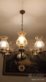 lampadario vetro e ceramica 