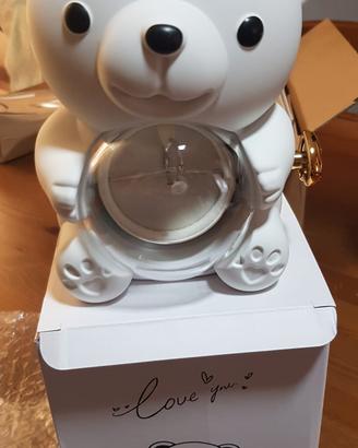 Teddy Bear Decorativo con Sfera Porta Rosa

