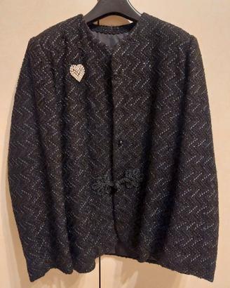 Giacca nera in tweed da donna
