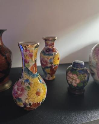Lotto 6 Vasi Orientali Vintage Porcellana Cinese G