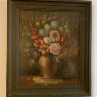 Quadro dipinto con vaso di fiori