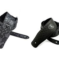 N. 2 Tracolle chitarra simil pelle nera e grigia