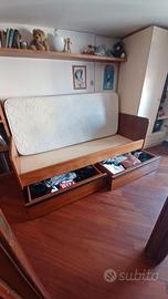 Letto singolo  in ciliegio con armadio coordinato