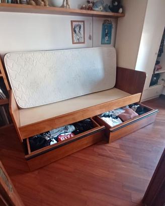 Letto singolo  in ciliegio con armadio coordinato