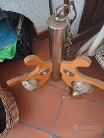 lampadario legno metallo vintage