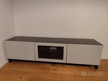 Mobile porta TV Ikea Bestå, marrone e grigio/vetro