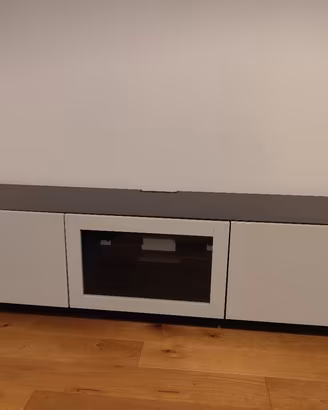 Mobile porta TV Ikea Bestå, marrone e grigio/vetro