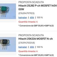 Coppie finali mosfet Hitachi 2SK226 + 2SJ82