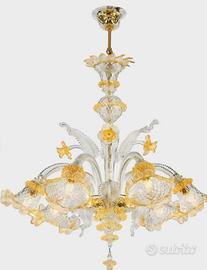 lampadario in murano a foglia d'oro