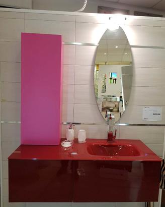 Mobile bagno laccato rosso lucido