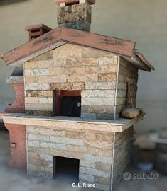 casetta prefabbricata con forno e barbecue