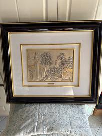 Quadro con dipinto in argento