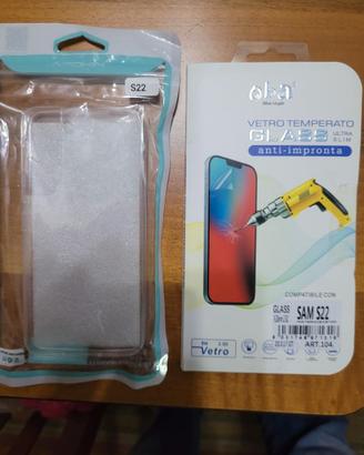 cover silicone samsung s22 + 3 vetro temperato