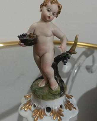 Statuina putto con uva Capodimonte Tyche Tosca 