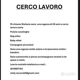 Ragazza 29 anni si offre per lavoro
