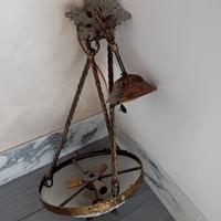 lampadario in ferro battuto 3 luci e plafoniera 