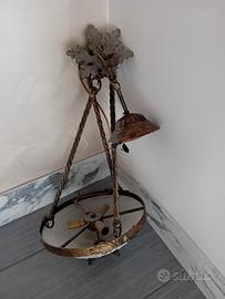 lampadario in ferro battuto 3 luci e plafoniera 