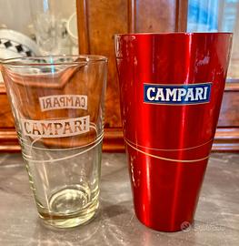 Shaker Boston CAMPARI Rosso Metallo e Bicchiere
