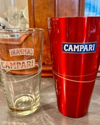 Shaker Boston CAMPARI Rosso Metallo e Bicchiere