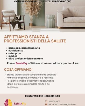 Stanza arredata per professionisti della salute